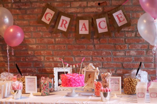 pink and gray baby shower
