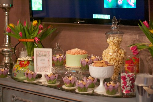 garden baby shower sweets table 