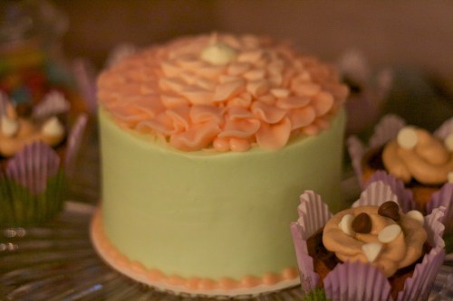 pink and green baby shower cake
