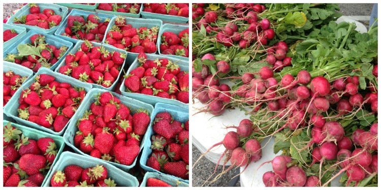 farmers market strawberries radishes