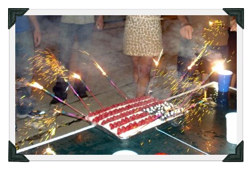 4th of July cake, sparklers, independence day 