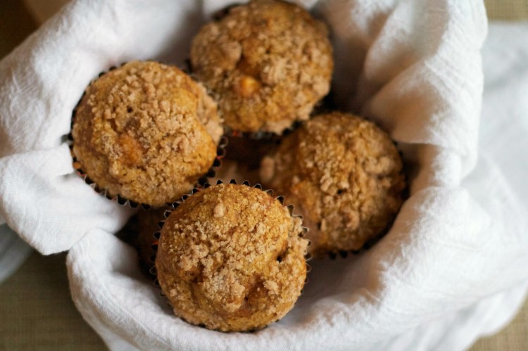 pumpkin apple muffins with streusel topping, simply social blog