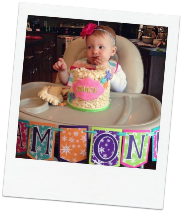 grace turns one, first birthday party cake, winter onederland party 