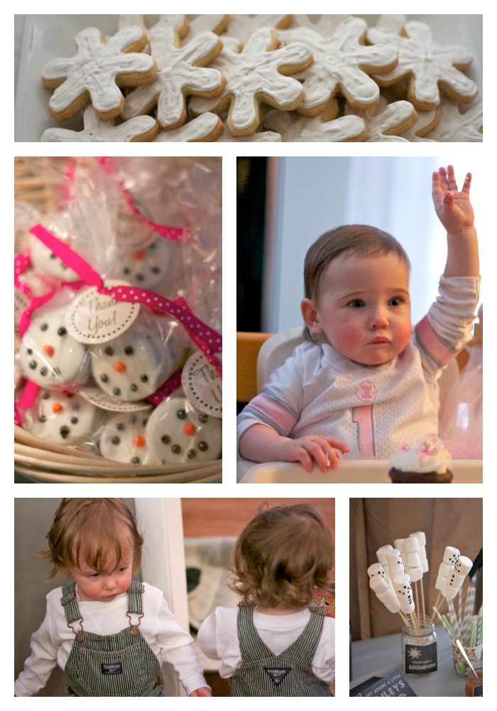 winter onederland birthday party, first birthday party winter theme, snowman oreos, snowman marshmallows, iced snowflake sugar cookies, birthday party ideas, 