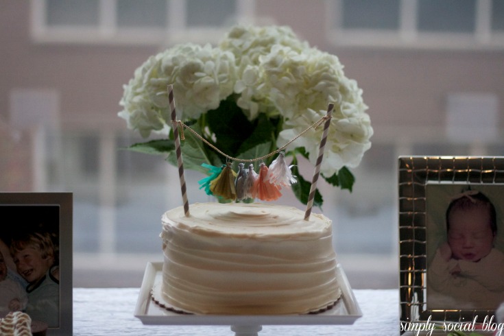 gender neutral baby shower, baby king, gray baby shower, sweets table, cake table, pleated cake, mini tassel garland cake topper, tassel garland,