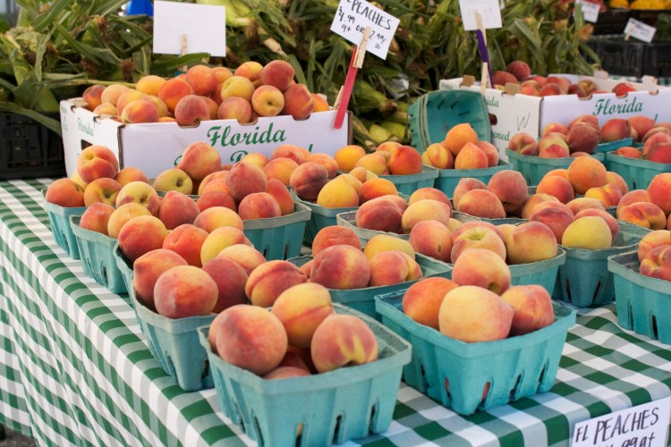 sarasota downtown farmer's market, produce, vegetables, farmers market, spring, tips for making the most of the farmers market, peaches 