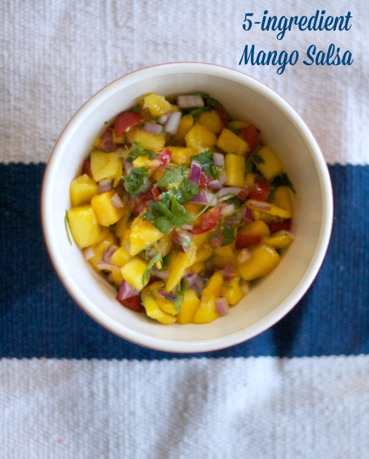 mango salsa, 5 ingredient mango salsa, easy salsa recipe, fruit salsa, spring, summer