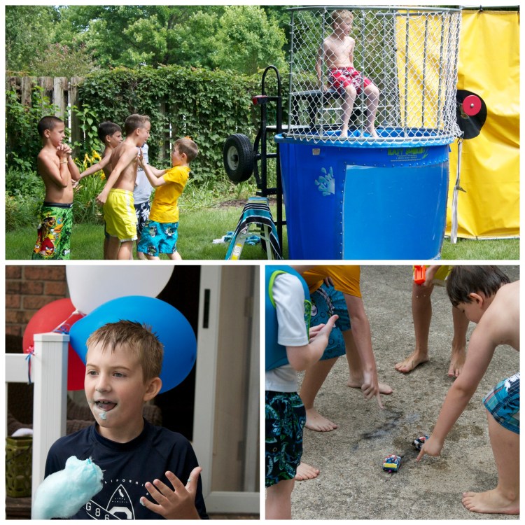 owen's 8th birthday, golden birthday, red white and blue themed party, fourth of july birthday party ideas, water sports, dunk tank, firework birthday party, boy birthday party ideas, cotton candy
