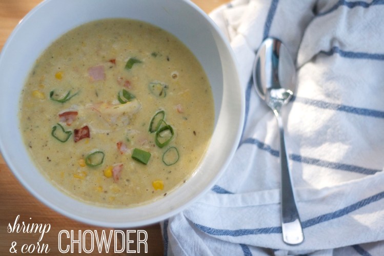 summer corn chowder recipe, soup, seafood chowder, cooking light, dinner, summer, light recipes, shrimp, bacon