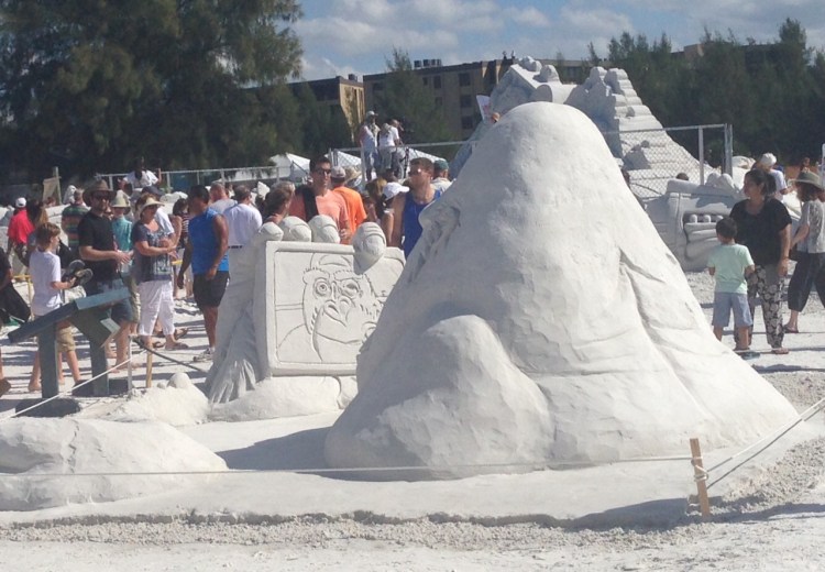 siesta key crystal classic, sand sculptures, sand castles, siesta key beach, crystal classic, florida, vacation, selfie, gorilla