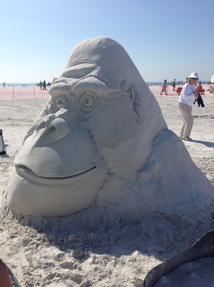 siesta key crystal classic, sand sculptures, sand castles, siesta key beach, crystal classic, florida, vacation, selfie, gorilla