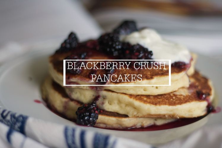 oatmeal yogurt pancakes with blackberry crush, newlywed cookbook, blackberry, breakfast, pancakes, yogurt, brunch,