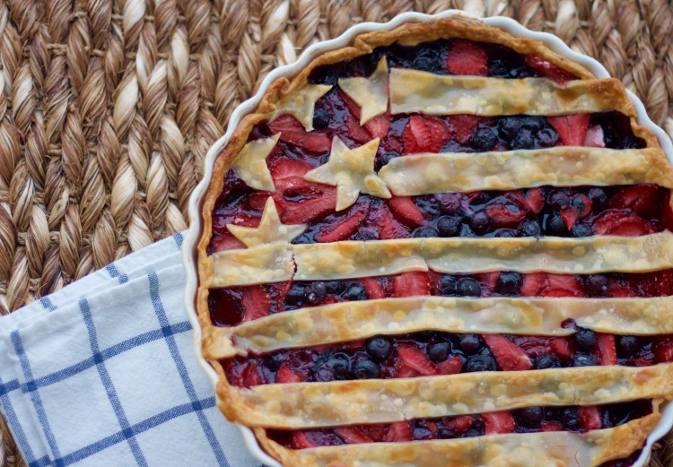 pie, tart, patriotic pie, fourth of july desserts, stars and stripes pie, berry pie, baking, strawberry, blueberry, fourth of july, independence day