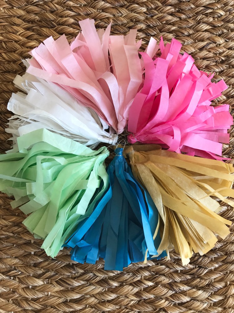 gender neutral tassel garland, gender reveal, tissue banner, tassel garland